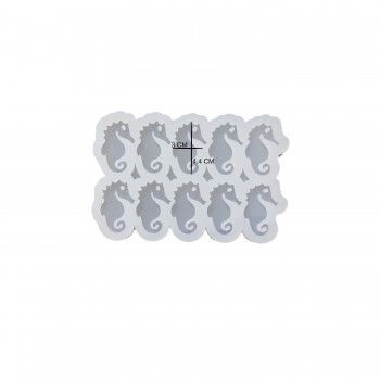 Epoksi Silikon Kalıp Çoklu Deniz Atı Kalıbı Delikli Deniz Atı Anahtarlık Kalıbı 4.4X3 CM 10 lu
