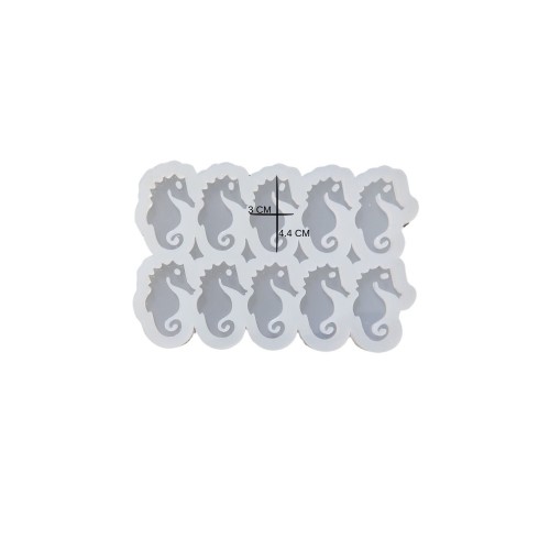 Epoksi Silikon Kalıp Çoklu Deniz Atı Kalıbı Delikli Deniz Atı Anahtarlık Kalıbı 4.4X3 CM 10 lu