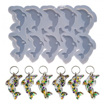 Epoksi Silikon Kalıp Çoklu Yunus Balığı Kalıbı Yunus Anahtarlık Kalıbı Silikon 4.5x2.2 CM 10 lu