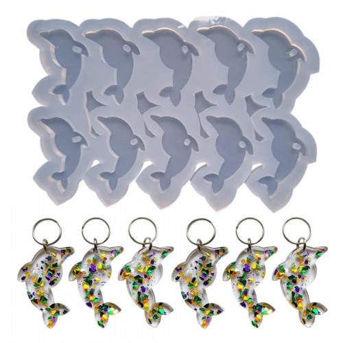Epoksi Silikon Kalıp Çoklu Yunus Balığı Kalıbı Yunus Anahtarlık Kalıbı Silikon 4.5x2.2 CM 10 lu