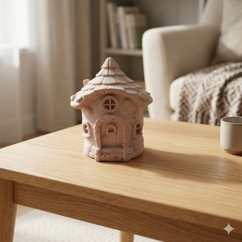 Silikon 3D Büyük Boy Cüce Evi Kalıbı Şirin Ev Modeli Mum ve Taş Tozu Kalıbı
