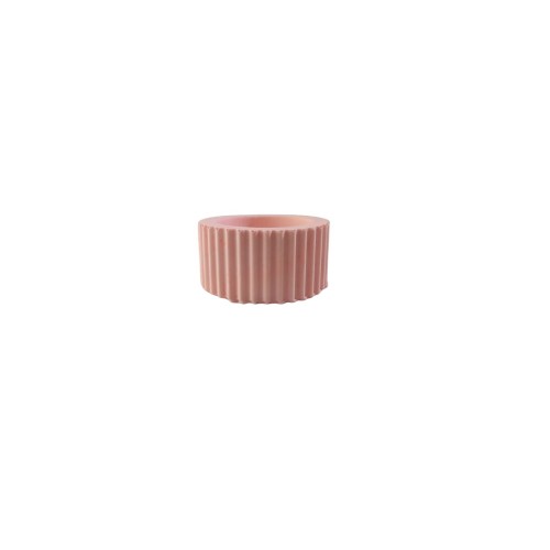 Silikon 3D Dekoratif Kalıp Yuvarlak Dikey Çizgili Mumluk Taş Tozu ve Beton Kalıbı 6X3 CM