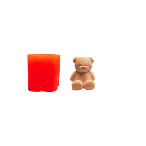 Silikon 3D Kalıp Oturan Sevimli Ayıcık Model Mum ve Taş Tozu Kalıbı 6.5X5.3 CM