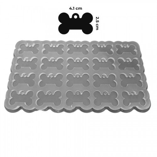 Silikon Kalıp Epoksi Çoklu Köpek Kemik Tasma Künyesi Kalıbı 20 li 4.1 x 2.5 CM
