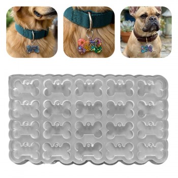 Silikon Kalıp Epoksi Çoklu Köpek Kemik Tasma Künyesi Kalıbı 20 li 4.8 x 2.8 CM