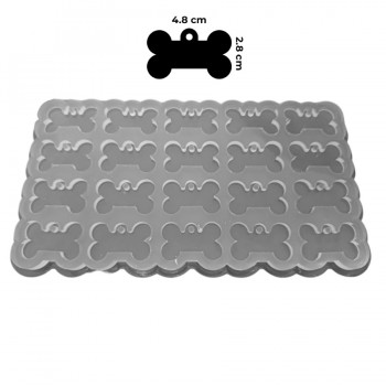 Silikon Kalıp Epoksi Çoklu Köpek Kemik Tasma Künyesi Kalıbı 20 li 4.8 x 2.8 CM
