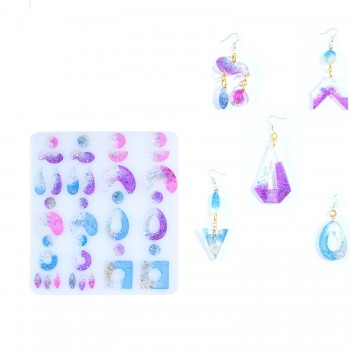 Epoksi Silikon Çoklu Dairesel Modelli Kolye ve Küpe Takı Kalıbı