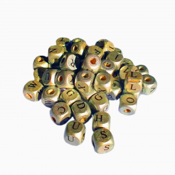 Ahşap Küp HARFLİ Boncuk 10X10 MM 100 GRAM Gold Ahşap Küp HARFLİ Boncuk 10X10 MM 100 GRAM Gold
