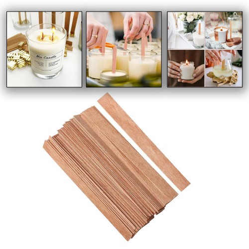 Ahşap Mum Fitili Soya Fitili Bardak Mum Fitili - 50 Adet Ahşap Mum Fitili Soya Fitili Bardak Mum Fitili - 50 Adet