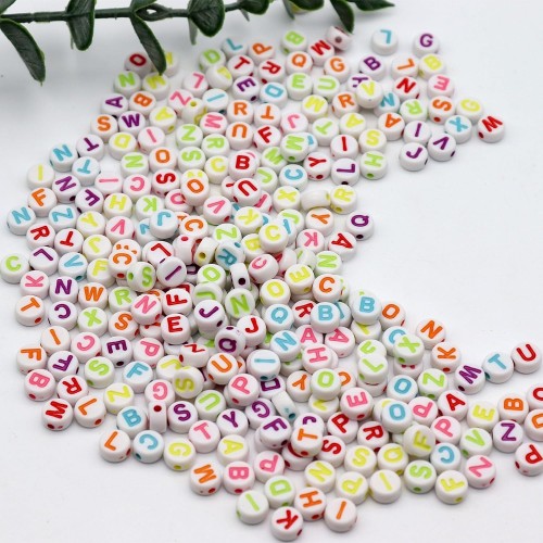 Akrilik Renkli Harfli Boncuk 4x7 MM - 100 GR Akrilik Renkli Harfli Boncuk 4x7 MM - 100 GR