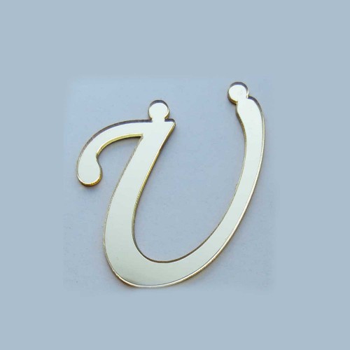 Alfabe Aynalı Pleksi 4 Cm -Gold Kendinden Yapışkanlı  Flexi Harf  Ü Harfi