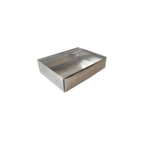 Asetat Kapaklı Karton Kutu 9x12x3 CM - 25 Adet  Gümüş
