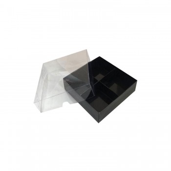 Asetat Kapaklı Karton Kutu 12x12x3 CM 4 Bölmeli Kutu - 10 Adet Siyah Asetat Kapaklı Karton Kutu 12x12x3 CM 4 Bölmeli Kutu - 10 Adet Siyah