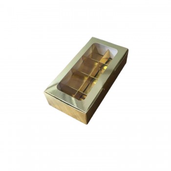 Asetat Pencereli Karton Kutu 20x10x5 CM 8 Bölmeli Kutu - 10 Adet Gold Asetat Pencereli Karton Kutu 20x10x5 CM 8 Bölmeli Kutu - 10 Adet Gold