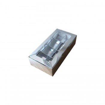Asetat Pencereli Karton Kutu 20x10x5 CM 8 Bölmeli Kutu - 10 Adet Gümüş Asetat Pencereli Karton Kutu 20x10x5 CM 8 Bölmeli Kutu - 10 Adet Gümüş