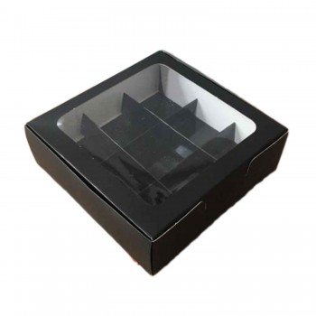 Asetat Pencereli Karton Kutu 15x15x5 CM 9 Bölmeli Kutu - 10 Adet Siyah Asetat Pencereli Karton Kutu 15x15x5 CM 9 Bölmeli Kutu - 10 Adet Siyah
