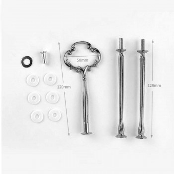 Epoksi 3 Katlı Meyve Ve Cupcake Stant Bağlantı Aparatı Stant Tutucu Çiçek Desenli   Gümüş