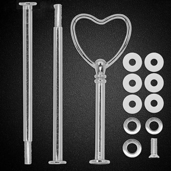 Epoksi 3 Katlı Meyve Ve Cupcake Stant Bağlantı Aparatı Stant Tutucu Kalpli   Gümüş