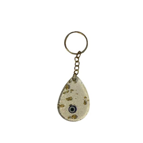 Epoksi  Anahtarlık Nazar Boncuklu Varaklı - 25 Adet   Gold