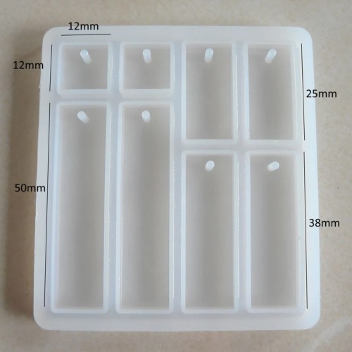 Epoksi Çoklu Anahtarlık Kare ve Dikdörtgen Model Delikli Kolye Küpe Kalıbı