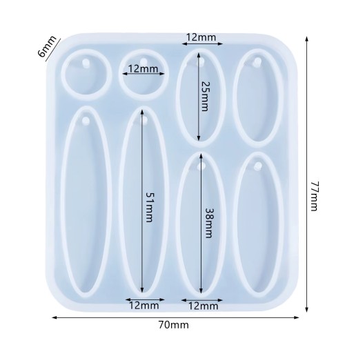Epoksi Çoklu Anahtarlık Oval Ve Yuvarlak Model Delikli Kolye Küpe Kalıbı