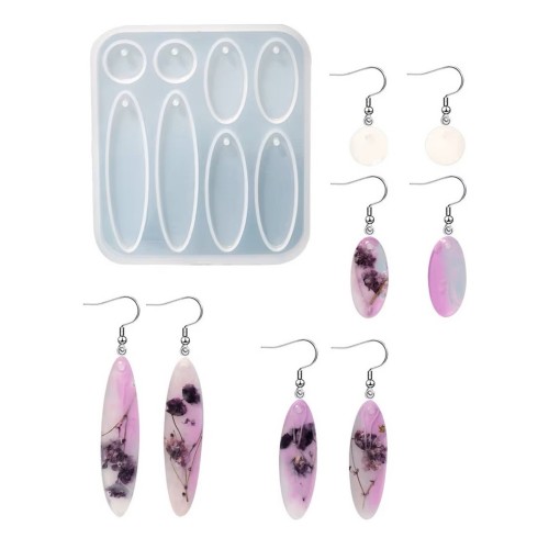 Epoksi Çoklu Anahtarlık Oval Ve Yuvarlak Model Delikli Kolye Küpe Kalıbı