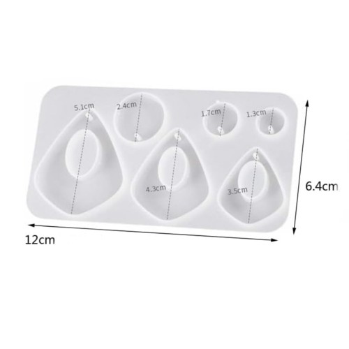 Epoksi Çoklu Ortası Boş Asimetrik Üçgen Model Delikli Kolye Küpe Kalıbı