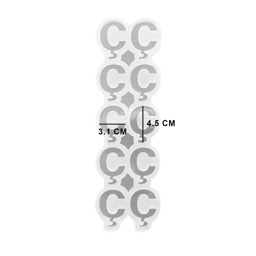 Epoksi Çoklu Silikon Kalıp Ç Harfi - Düz Anahtarlık Reçine Seri Döküm Kalıbı 4.5 CM 10 Lu