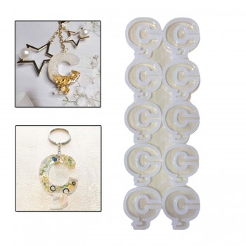 Epoksi Çoklu Silikon Kalıp Ç Harfi -  Düz  Anahtarlık Reçine Seri Döküm Kalıbı 4 CM 10 Lu