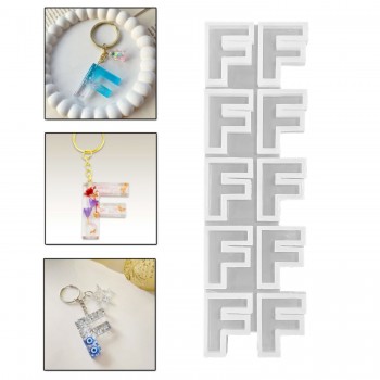 Epoksi Çoklu Silikon Kalıp Düz F Harfi Anahtarlık Reçine Seri Döküm Kalıbı 4 CM 10 Lu
