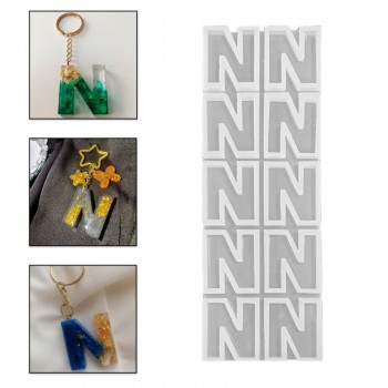 Epoksi Çoklu Silikon Kalıp Düz N Harfi Anahtarlık Reçine Seri Döküm Kalıbı 4 CM 10 Lu