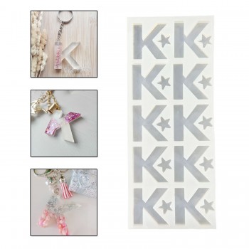 Epoksi Çoklu Silikon Kalıp K Harfi Anahtarlık Reçine Seri Döküm Kalıbı 4 CM 10 Lu