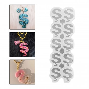 Epoksi Çoklu Silikon Kalıp Ş Harfi - Düz Anahtarlık Reçine Seri Döküm Kalıbı 4.5 CM 10 Lu