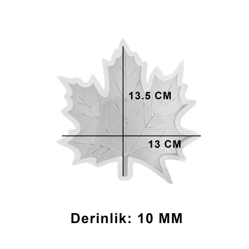 Epoksi Damar Detaylı Çınar Yaprağı Bardak Altlığı Kalıbı 13 CM