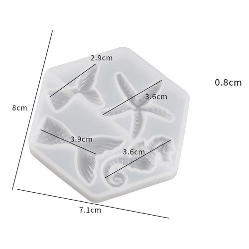 Epoksi Deniz Tema Figürleri - Deniz Atı, Deniz Kızı Kuyruğu, Deniz Yıldızı Kolye Kalıbı