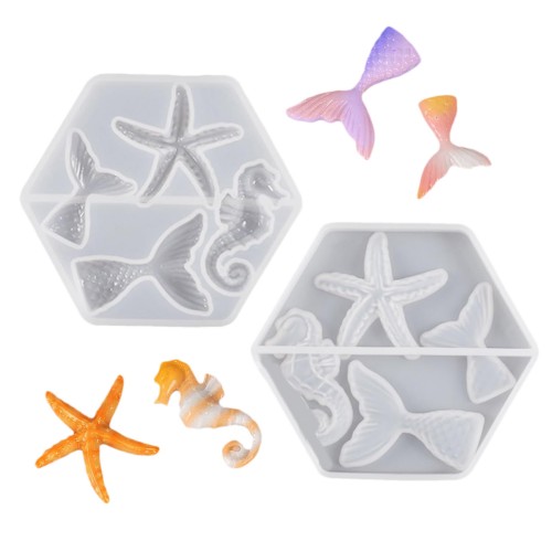 Epoksi Deniz Tema Figürleri - Deniz Atı, Deniz Kızı Kuyruğu, Deniz Yıldızı Kolye Kalıbı