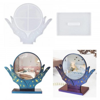 Epoksi Desenli Ayaklı Ayna Kalıbı - Dekoratif Masaüstü Ayna için Silikon Kalıp