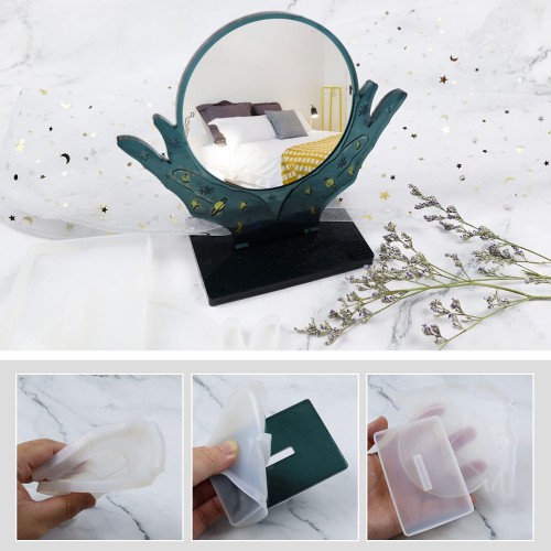 Epoksi Desenli Ayaklı Ayna Kalıbı - Dekoratif Masaüstü Ayna için Silikon Kalıp Epoksi Desenli Ayaklı Ayna Kalıbı - Dekoratif Masaüstü Ayna için Silikon Kalıp