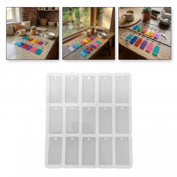 Epoksi Dikdörtgen Anahtarlık ve Kolye Kalıbı 15 Li