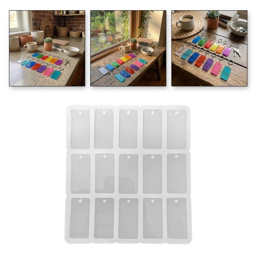 Epoksi Dikdörtgen Anahtarlık ve Kolye Kalıbı 15 Li