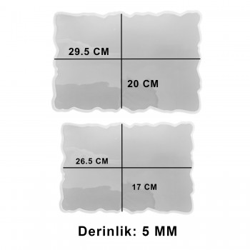 Epoksi Dikdörtgen Dalgalı Söz ve Nişan Tepsi Kalıbı Seti 2 Li