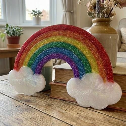 Epoksi Gökkuşağı Ve Bulutlu Baby Shower Dekorasyon Kalıbı