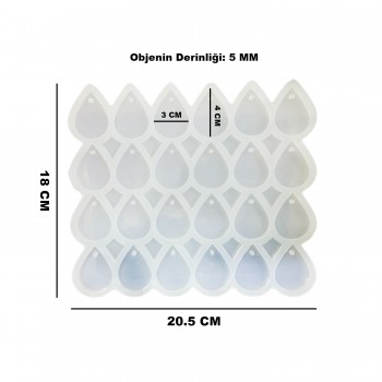 Epoksi Kalıbı Çoklu Damla Kolye Ve Anahtarlık Kalıbı 24 Lü Epoksi Kalıbı Çoklu Damla Kolye Ve Anahtarlık Kalıbı 24 Lü