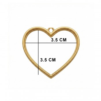 Epoksi Kalp Model Metal Kolye Takı Ucu - 5 Adet  Gold