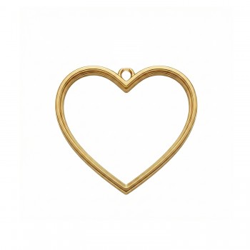 Epoksi Kalp Model Metal Kolye Takı Ucu - 5 Adet  Gold