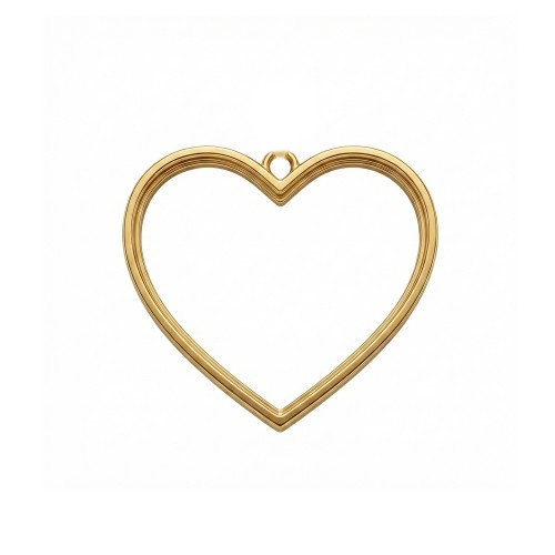 Epoksi Kalp Model Metal Kolye Takı Ucu - 5 Adet  Gold