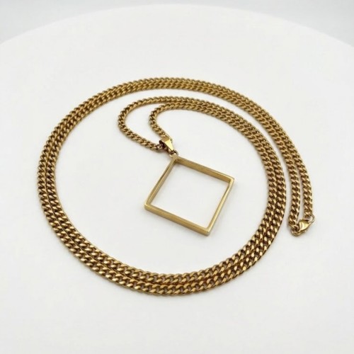 Epoksi Kare Model Metal Kolye Takı Ucu - 5 Adet  Gold