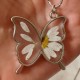 Epoksi Kelebek Model Metal Kolye Takı Ucu - 5 Adet  Gold