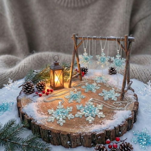 Epoksi Kış Temalı Kartanesi Anahtarlık ve Kolye Kalıbı 10 Lu