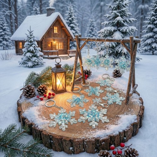 Epoksi Kış Temalı Kartanesi Anahtarlık ve Kolye Kalıbı 10 Lu